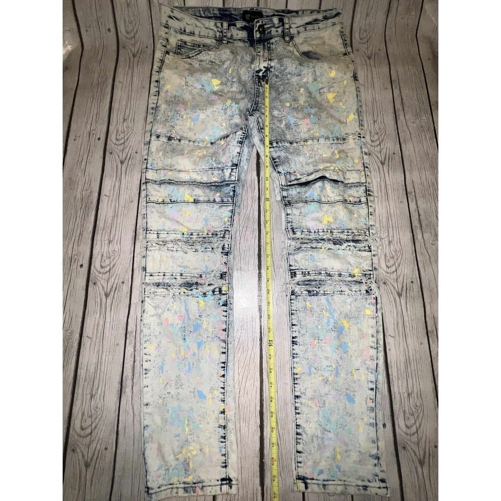 Waimea Skinny Jeans Men's 34 x 34 Light wash Denim Graffiti Art Pants Stains * - Picture 7 of 11